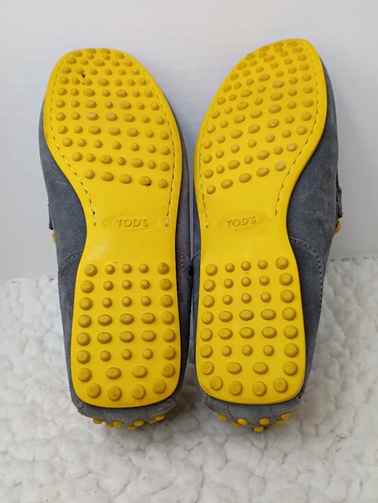 Tod\'s For Ferrari Gray Suede Driving Loafers Moccasins Yellow Trim Mens 6.5 main image 12